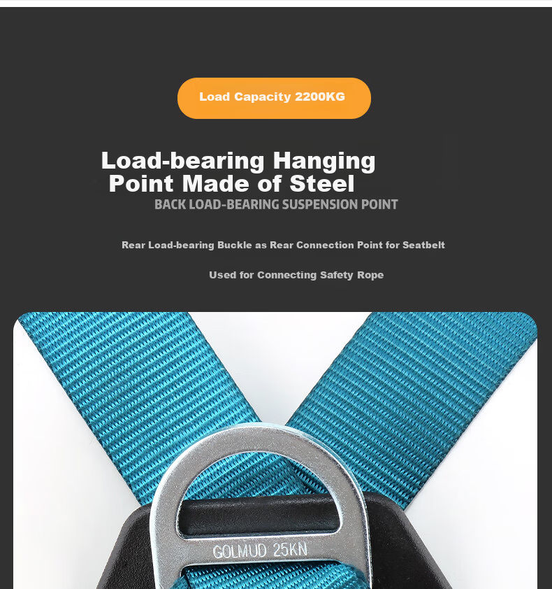 GOLM Five-Point Safety Harness National Standard Safety Rope for High-Altitude Work GD3735 with Dual Large Hooks and 1.8m Shock Absorber Pack 7