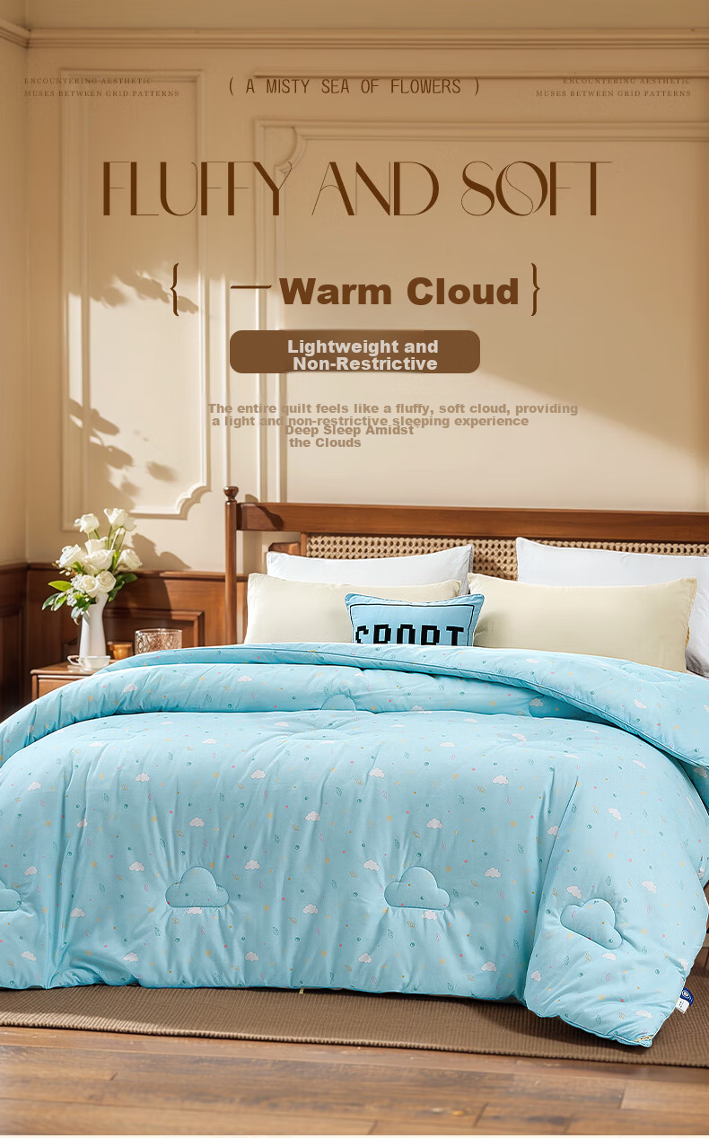 Fuanna Kids Seven-Hole Antibacterial Polyester Fiber Quilt with Printed Small Milk Skin, Winter Thick Quilt 152*210cm [Washable] 3