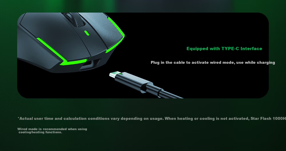 Black Shark Star Flash Heated Gaming Mouse Ergonomic Dual 8K Report Rate Wireless Tri-Mode Right-Handed PUBG/LOL/CSGO Mouse 19