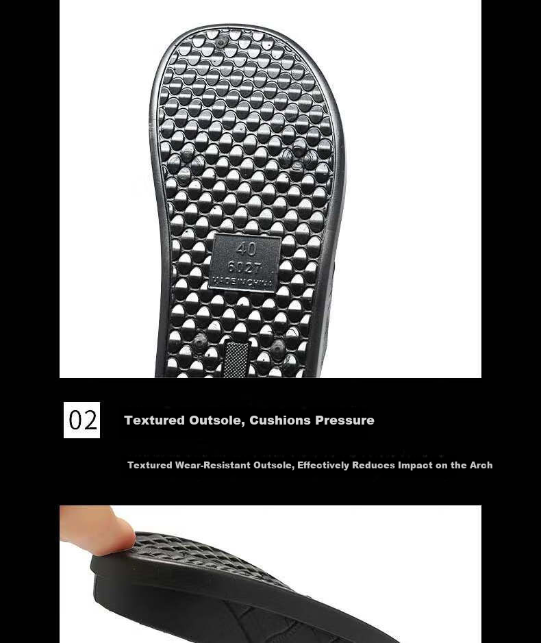 Huameijianbu Cross-Style Men's Outdoor Commuter Slippers, Casual Beach Slippers, Open-Toe Breathable Soft-Soled Sandals, HM6027, Black, Size 41 8