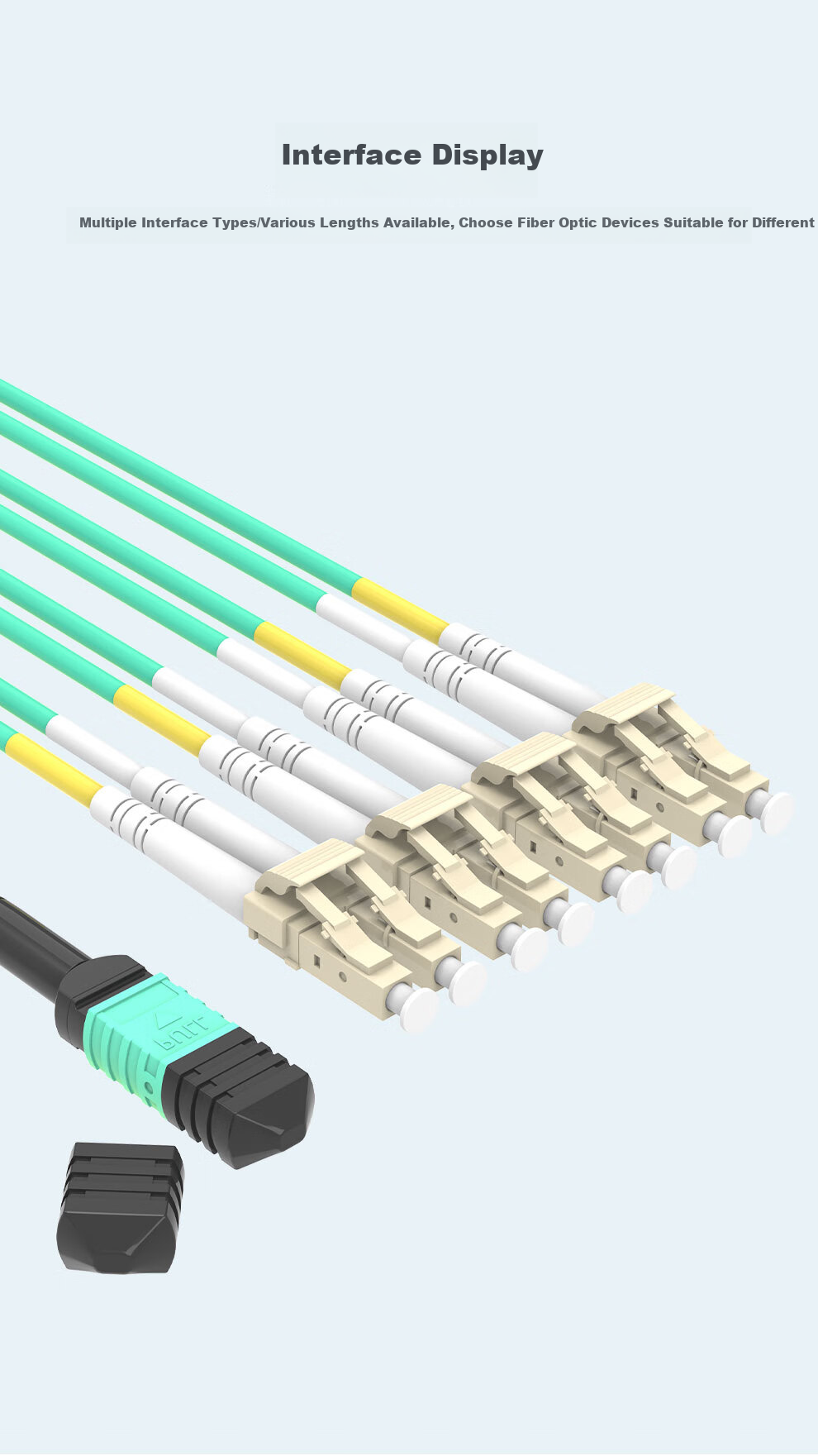 TIMON MPO Fiber Optic Patch Cord OM3 8-Core Multimode 10G Female B Polarity 40G 100G Optical Module MTP Trunk Fiber Cable 5m TM-8MPO-5M 7
