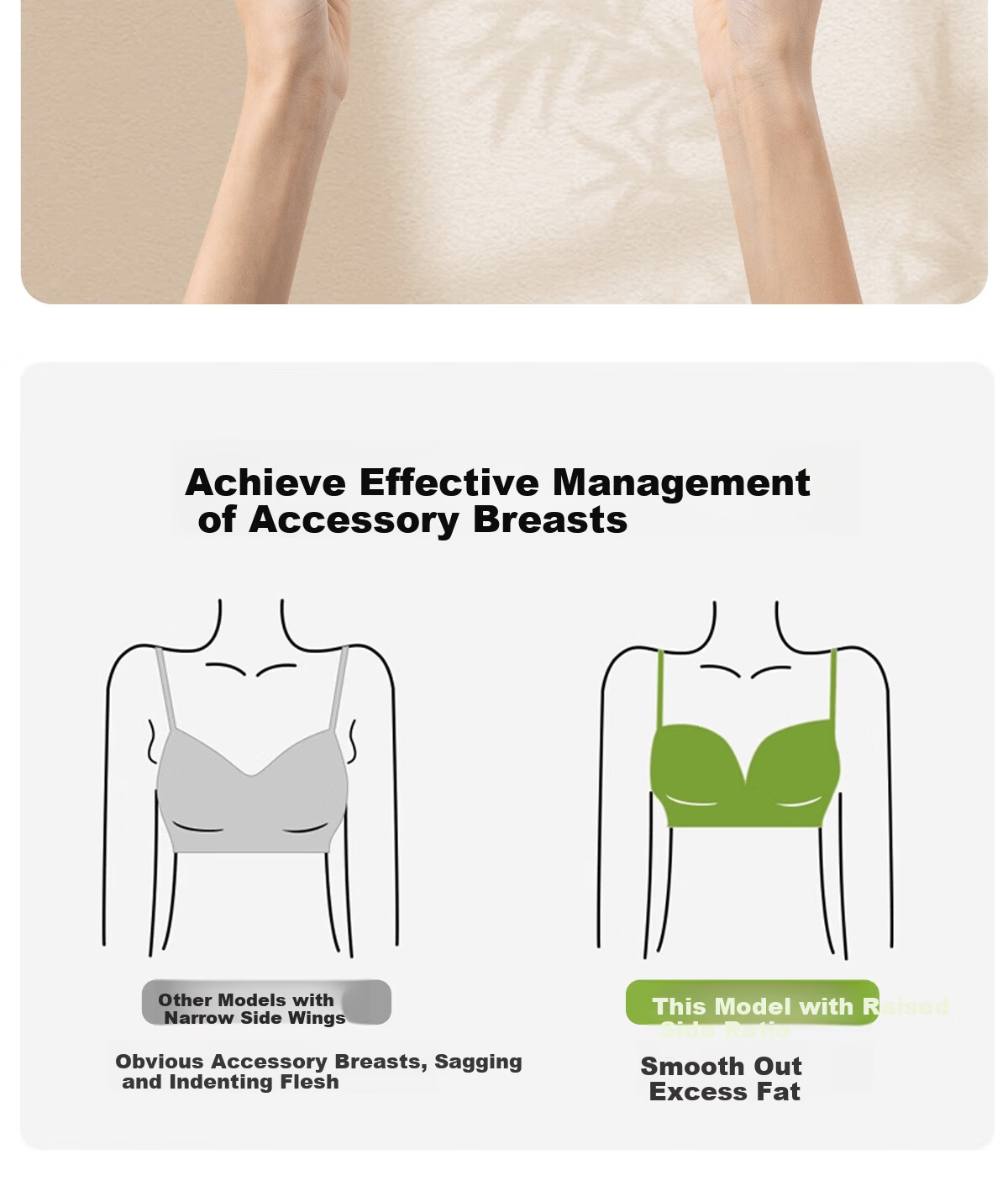 GRACEWELL Women's Embossed New Chinese Style Jacquard Mom Bra Wireless Front Closure Skin L 9