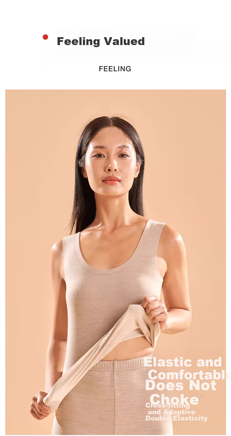 BOPRUIEY Women's Warm Vest Wool and Silk Seamless Fleece Quick Warmth Thermal Close-Fitting Underwear 8