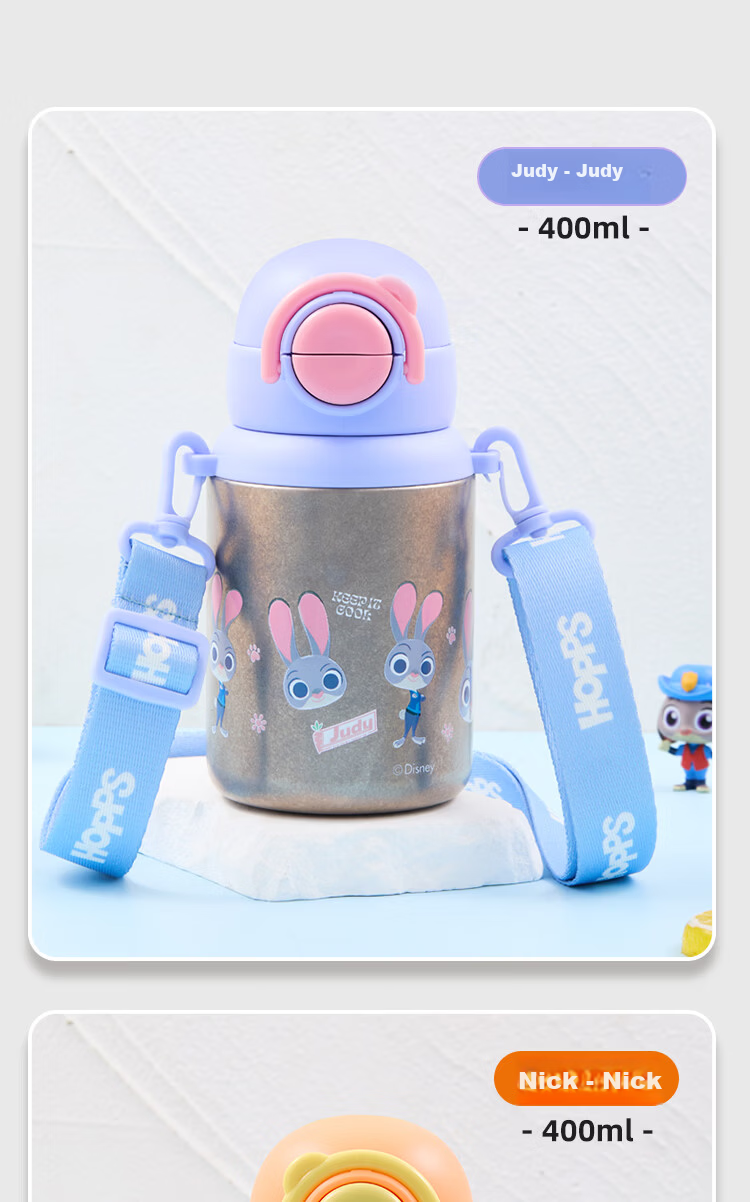Disney Kids Titanium Insulated Water Bottle 400ml Portable Straw Cup High-Quality Gift 9