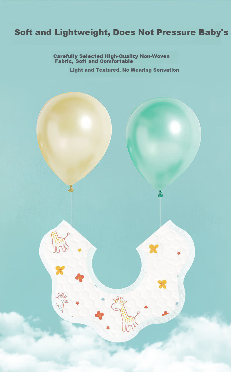 HOY BELL Baby Disposable Bibs 30pcs 360° Rotatable Baby Bib Waterproof Saliva Towel Wash-Free Feeding Bibs Individually Packaged 8