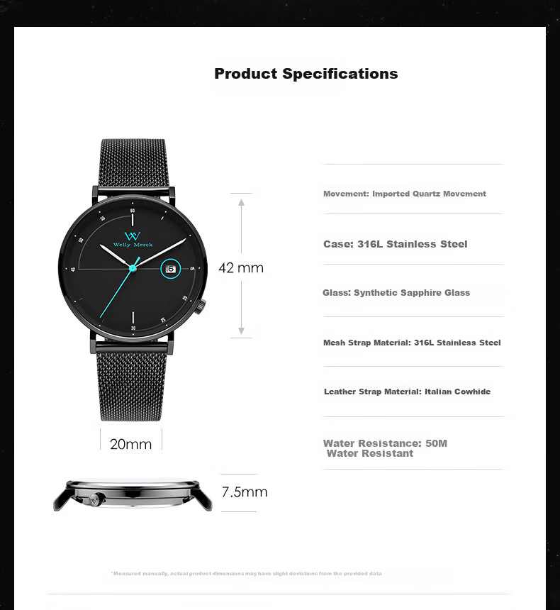 Welly Merck Swiss Luxury Quartz Waterproof Men's Watch Birthday Gift 10