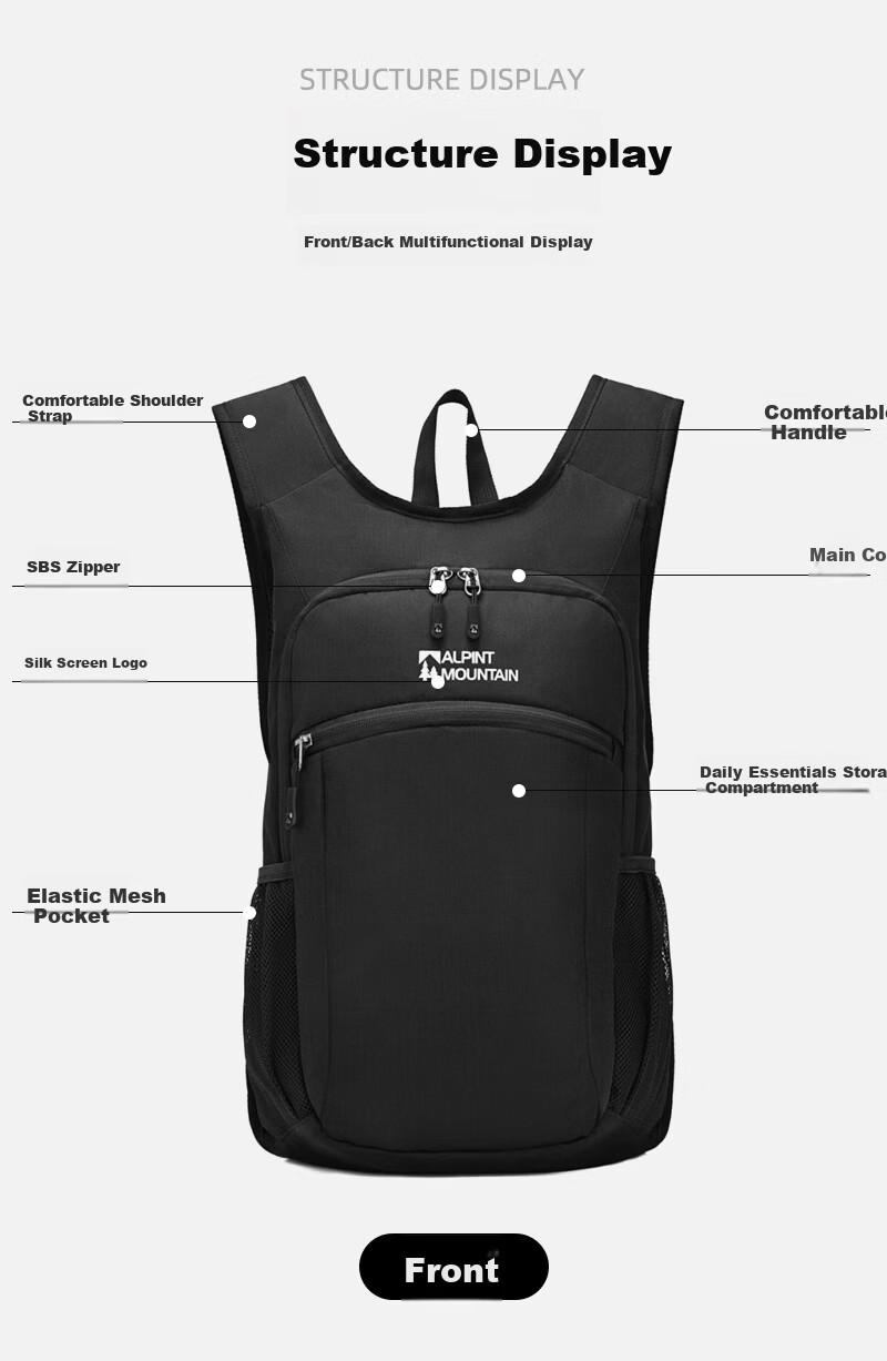 ALPINT MOUNTAIN Elmont 22L Foldable Lightweight Large Capacity Outdoor Backpack Commuter Travel Hiking Mountaineering Bag 4