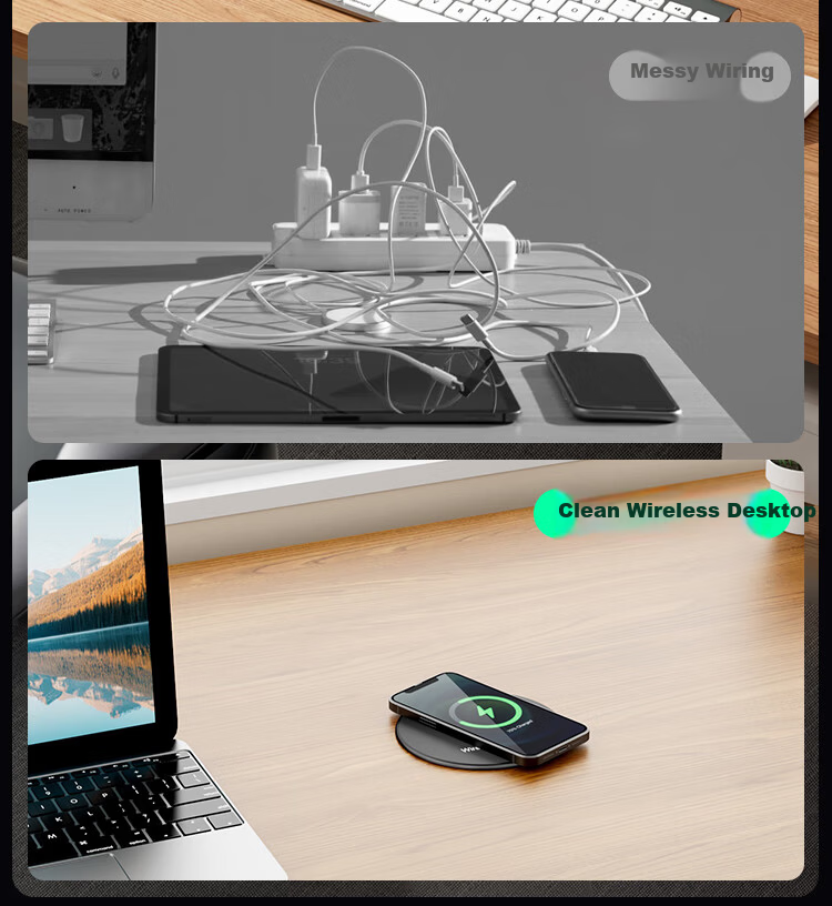 Comfort Office Desktop Embedded Wireless Charger Built-in Hidden Magnetic Wireless Charging Compatible with Apple Huawei Phones 15W Fast Wireless Charging 3