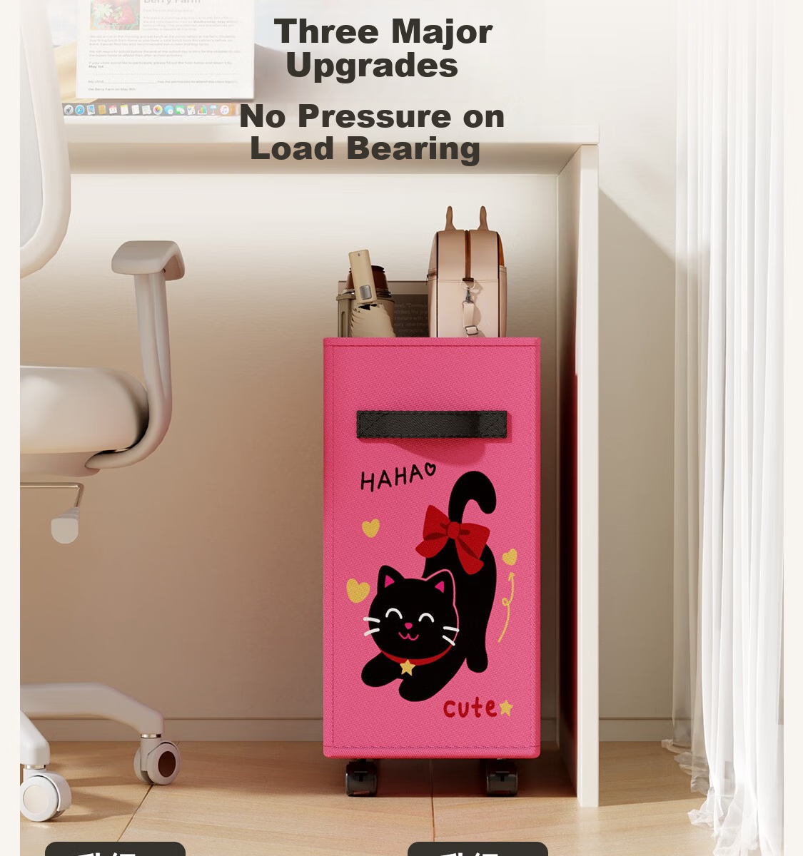 Fanyejia Under-Desk Storage Rack Organizer with Wheels for Office Desk, Small Cart for Workstation, Backpack Storage Trolley for Dormitory 5