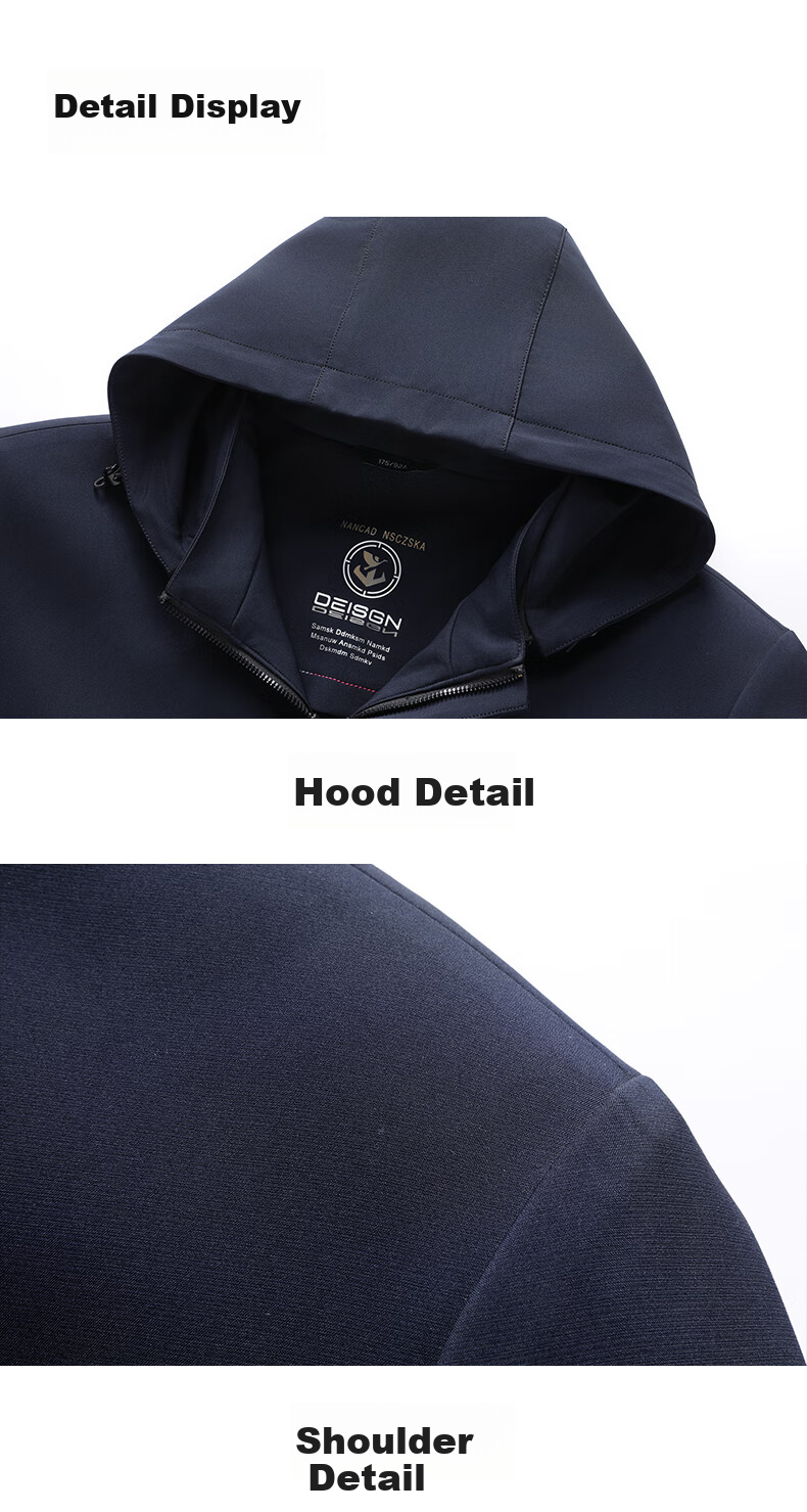 Shanshan Men's Spring Autumn Jacket with Detachable Hood Business Casual Versatile Trench Coat Dad Style 10