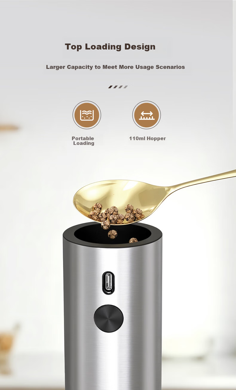 CLITON Electric Pepper Grinder Rechargeable Base Peppercorn Sea Salt Grinder Kitchen Spice Mill Adjustable Coarseness 12