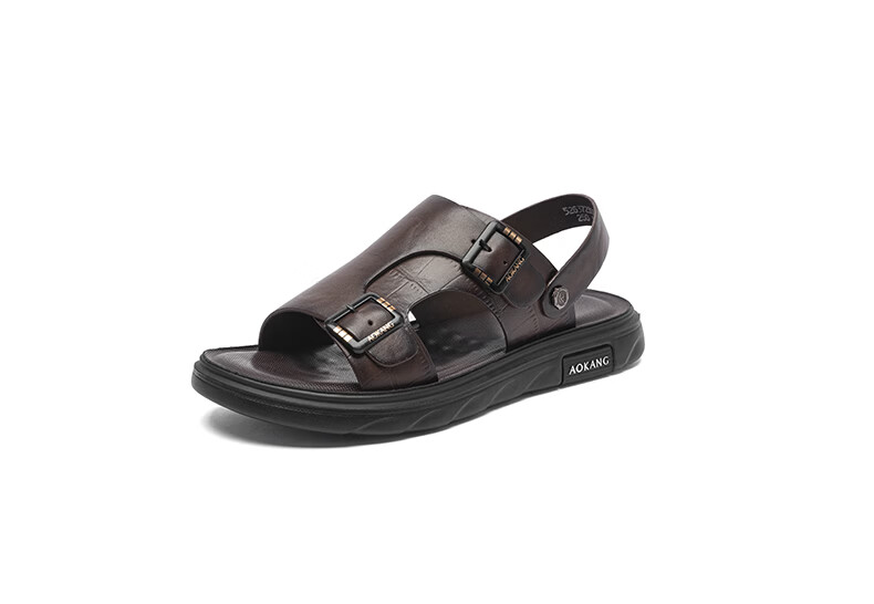 Aokang First Layer Cowhide Men's 2026 New Summer Breathable Leather Sandals Black Size 41 16