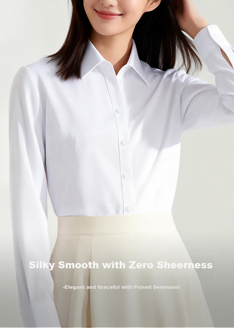 Yulixi White Long Sleeve Professional Shirt for Women Interview Formal Work Commute 2026 New Slim Fit Premium Non-Iron Blouse 4
