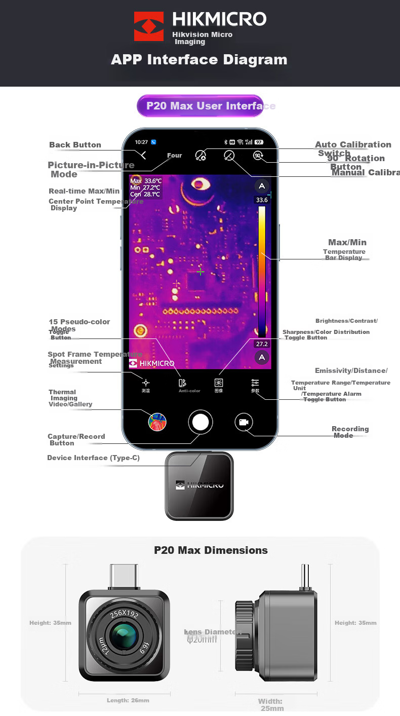 HIKMICRO Mobile Thermal Imager Infrared Thermography High-Precision Power Temperature Measurement Floor Heating Leak Detection Thermal Imager P09 Green Edition 11