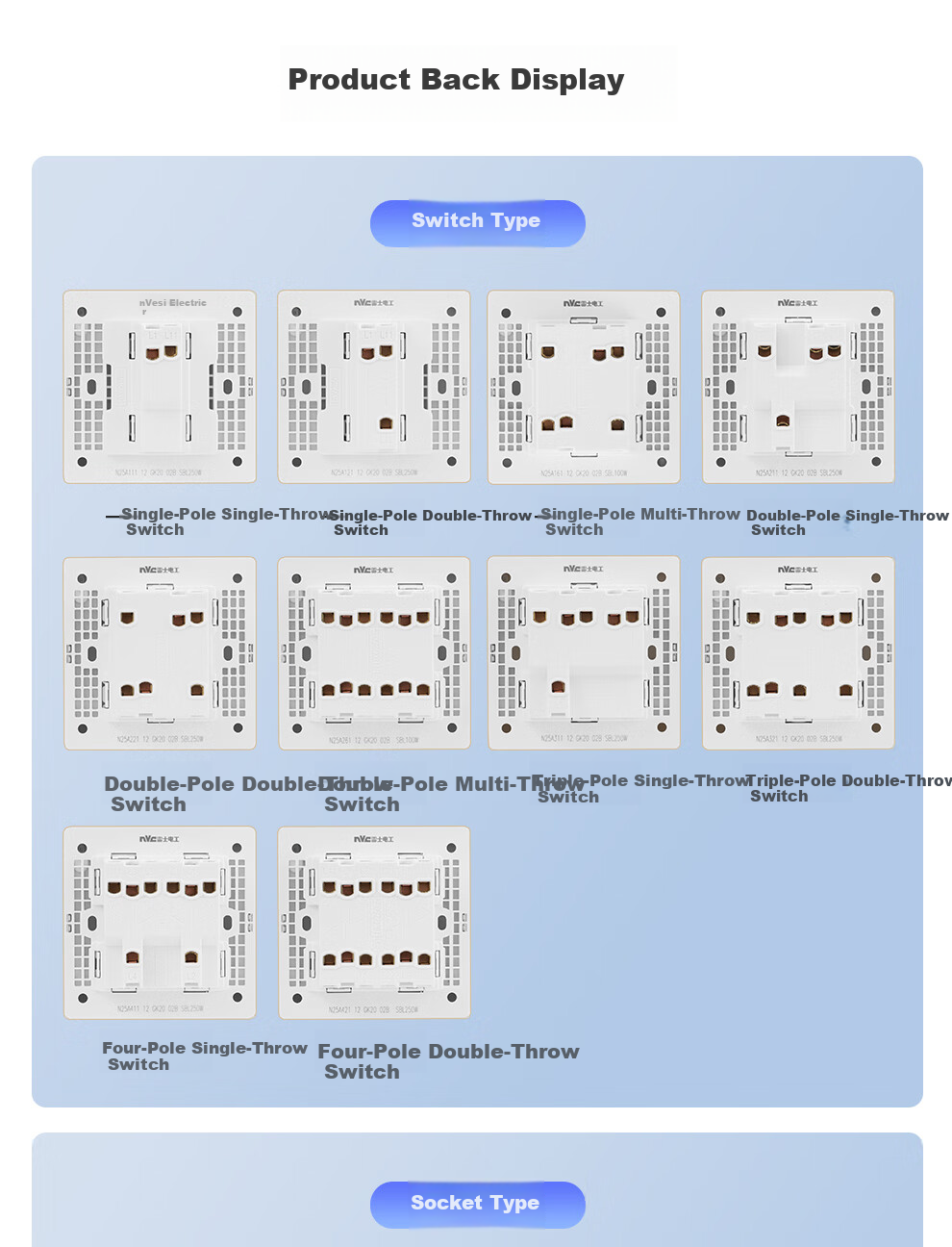 NVC Lighting Electrical Switch Socket Two-Gang Double Control 86 Type Concealed Wall Switch Panel N25 Champagne Gold 10