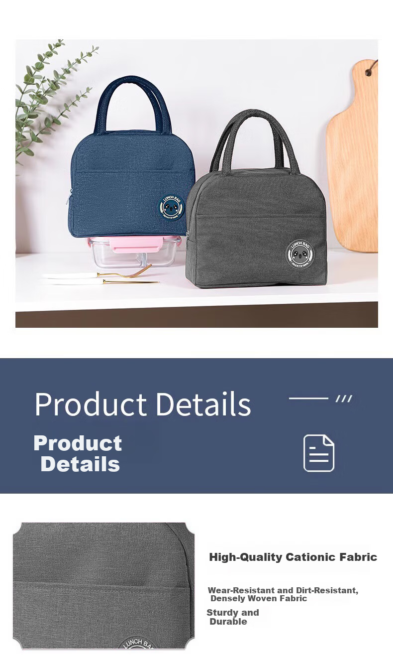Anmai Handheld Insulated Lunch Bag, Student Meal Bag, Office Worker Bento Box Bag, Picnic Bag, Gray S1950 7