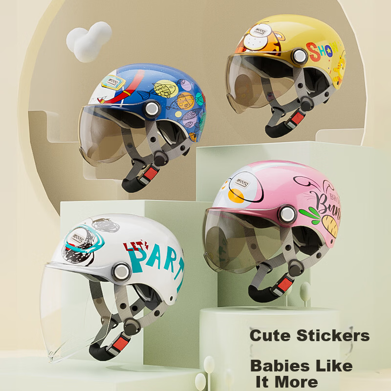 YEMA 3C Certified 238S Kids Helmet for Girls and Boys Summer Lightweight Baby Electric Motorcycle Half Helmet Child Electric Vehicle Safety Cap Pink + Brown Short Visor