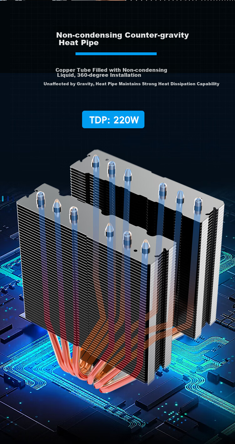 SUPER FLOWER VORTEX600 Black Inverse Gravity 6-Heatpipe Dual Tower Air Cooler High-Performance Fan 6