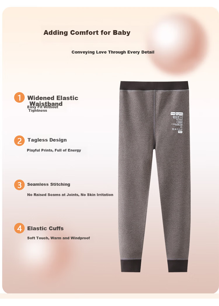 YUZHAOLIN Kids Thermal Pants Unisex Autumn School Uniform Wool Silk Base Layer Coffee Color Size 120 4