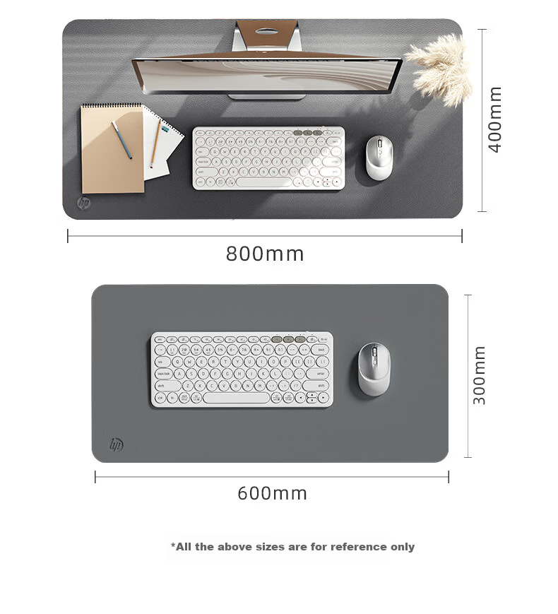 HP MP231 Extra Large PU Leather Waterproof Gaming Office Mouse Pad Dark Gray Extra Large 12