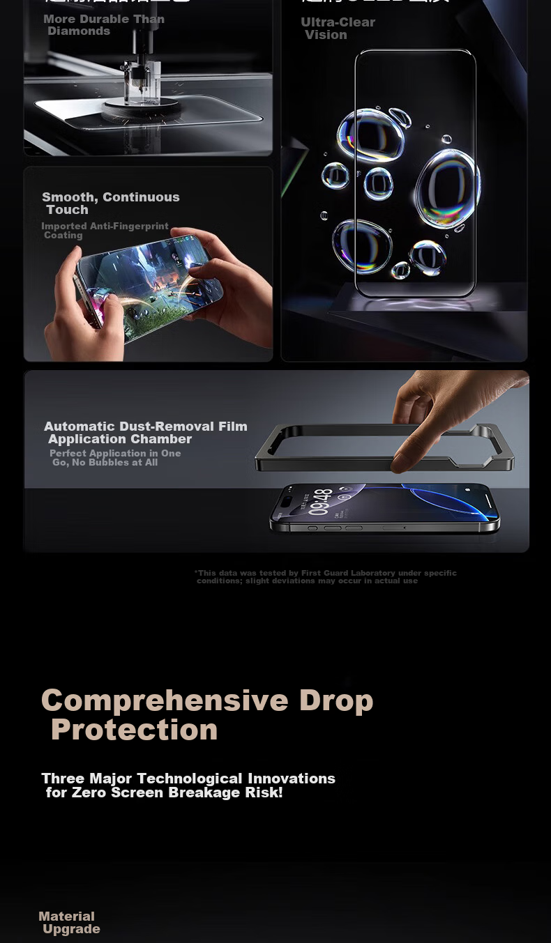 DIVI [Instant Application Borderless Film 2 Sets] Tempered Glass Screen Protector for Apple IPhone 17 Pro Max, Anti-Dust, Shockproof, Anti-Fingerprint, Ultra-Thin Full Screen Protective Film 15