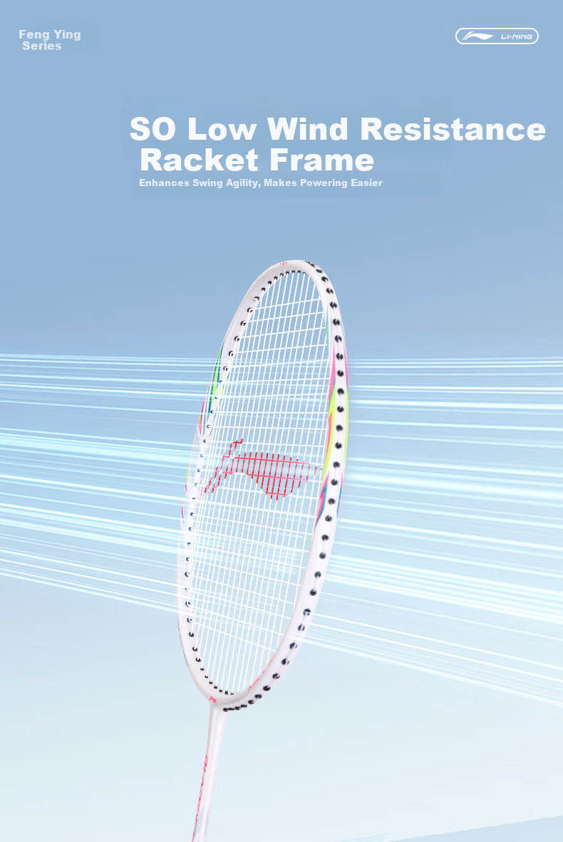 Li-Ning Badminton Racket, Thunder Small Steel Cannon, Full Carbon Fiber, Offensive Type, Ultra-Light High Tension Single Racket, White, 4U, Pre-Strung 7