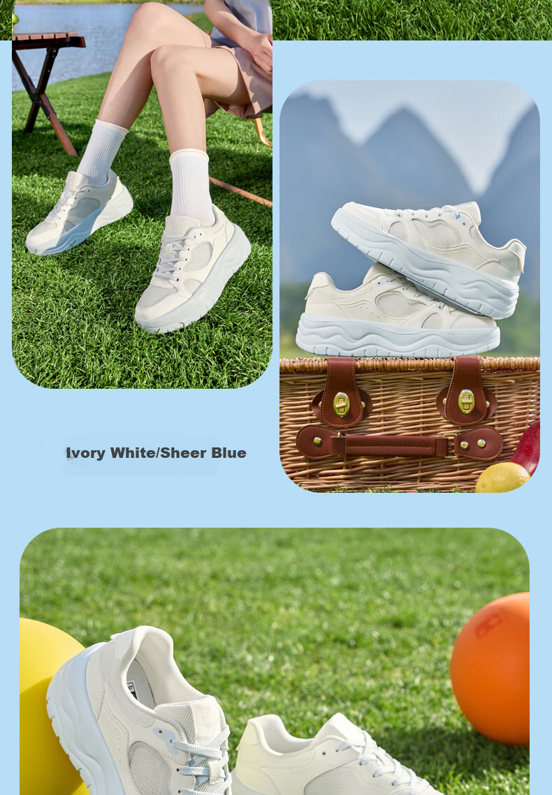 QIAODAN Women's Sports Sneakers QXL052262509 Ivory White/Sheer Blue Size 37 10