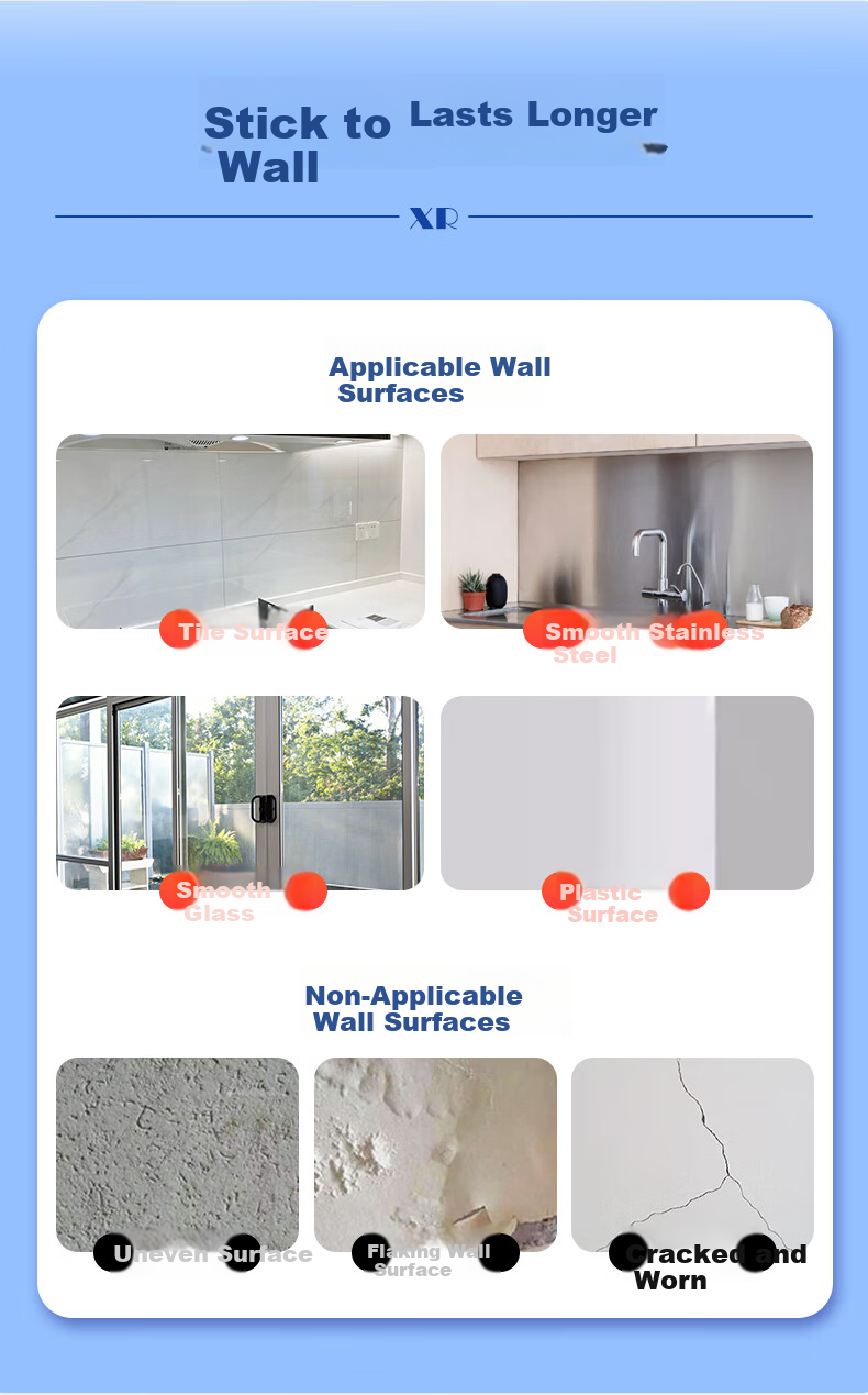 Xinuo Kitchen Oil-Proof Waterproof High-Temperature Resistant Transparent Tile Wall Sticker Protective Film for Range Hood Countertop Static Cling 8