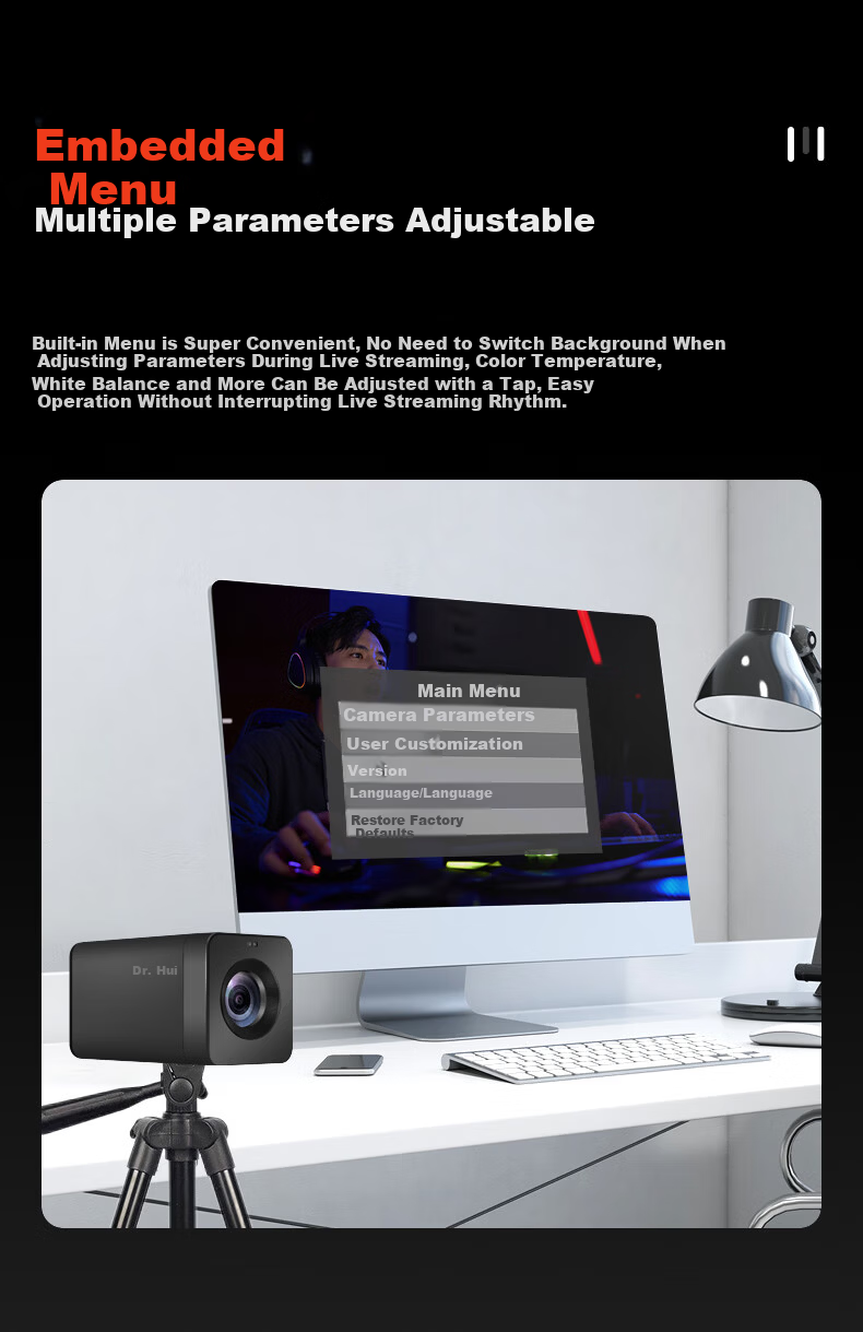 Huibo T100 DSLR-Level Live Streaming Camera 4K Ultra HD Camcorder Laser Focus 18x Zoom Remote Control Green Screen Vertical Screen Outdoor Teaching Conference TikTok Live Streaming Video Equipment 5