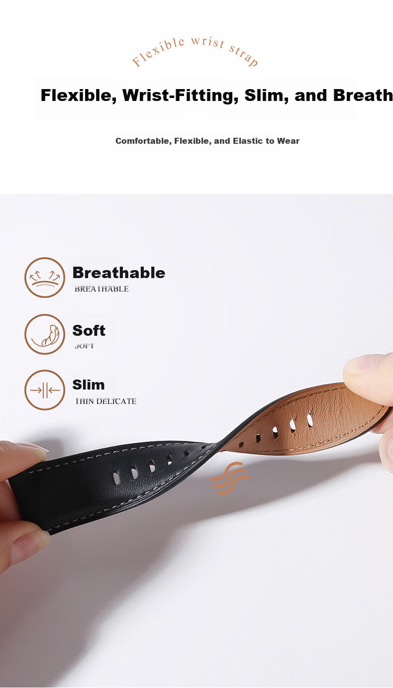Xiaopijiang Soft Genuine First Layer Calfskin Leather Strap for VIVO Watch 5 Unisex Smartwatch Band 2