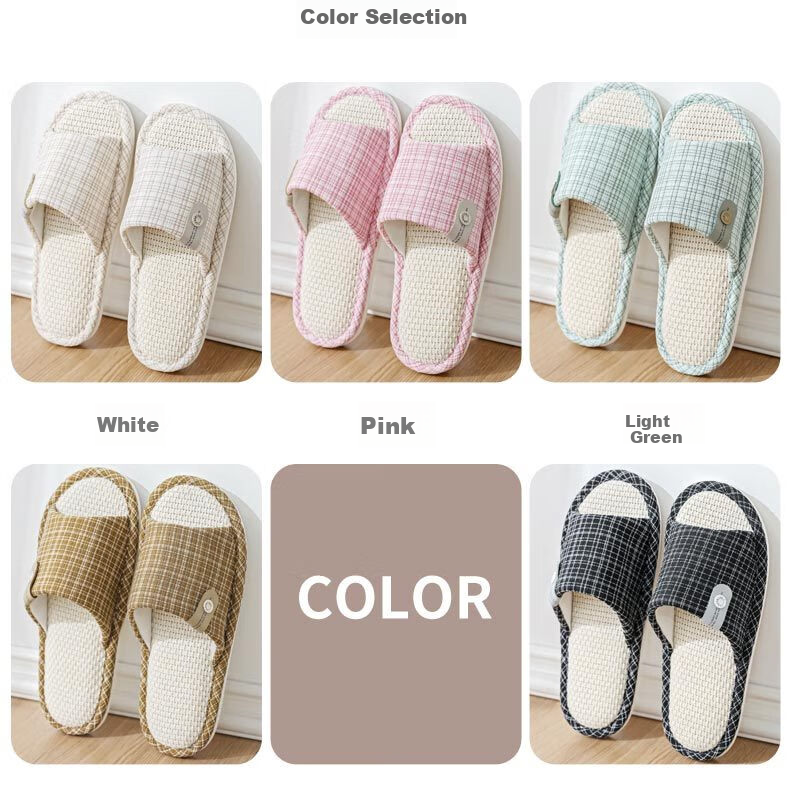 Huamei Jianbu Linen Slippers Non-Slip Couple Home Indoor Soft Sole Cotton Linen Floor Slippers HM6130 Brown Size 40-41 6