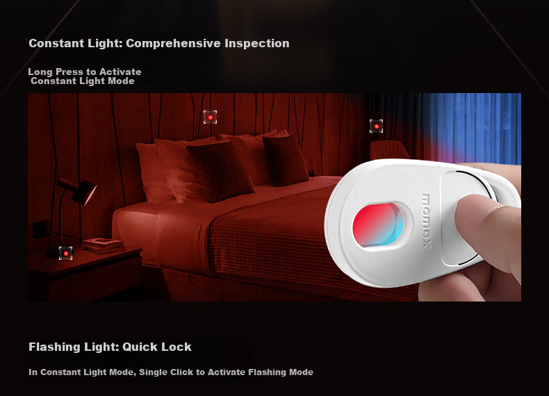 MOMAX Hotel Camera Detector Anti-Spy Detector Locator Tracker Anti-Loss Infrared Signal Anti-Peeping Inspection Portable for Hotels and Inns 11