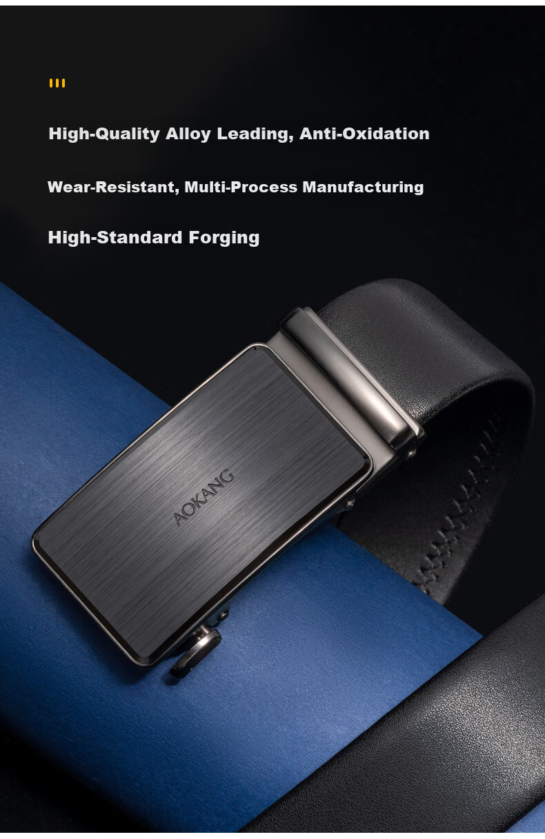 Aokang Men's Business Casual Leather Belt Automatic Buckle Cowhide Waist Belt Birthday Gift for Boyfriend Husband 3