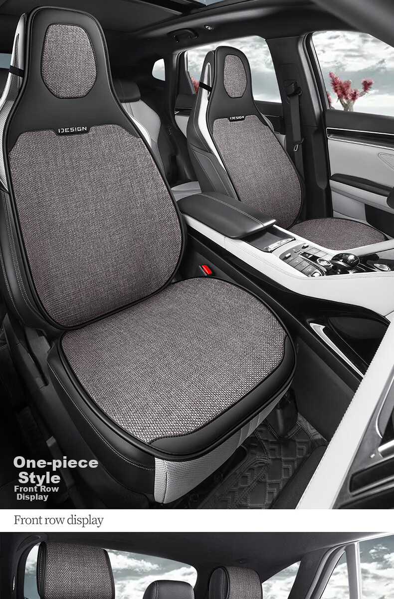 Jiabalan Car Seat Cushion Linen Semi-Enclosed Four-Season Universal Ventilated Breathable Comfortable Seat Cover Cushion 30