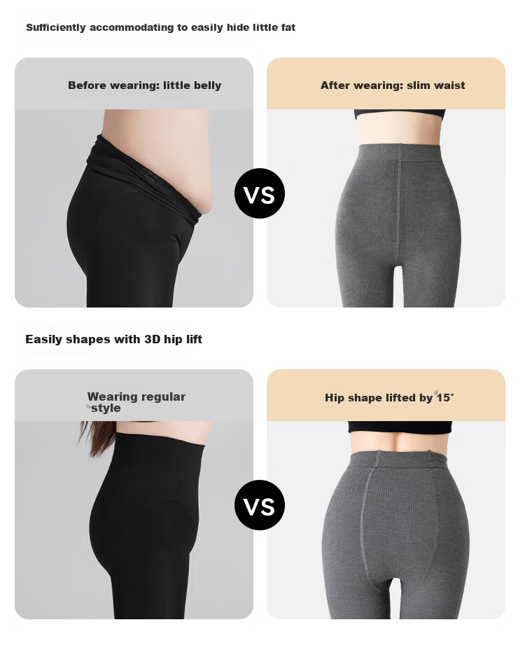 Ordifen Women's Wool Leggings Autumn Winter Solid Color Hip-Lifting Tummy Control Footed Slim Fit New Tights 9