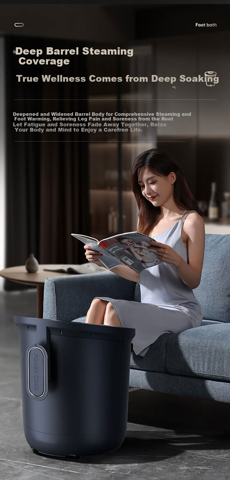 AUX AFB-1822 Foot Bath Bucket Heated Massage Smart Over-Knee Calf Steaming Deep Basin Constant Temperature Electric Foot Soak Basin Gift for Parents and Girlfriend Birthday Holiday 5