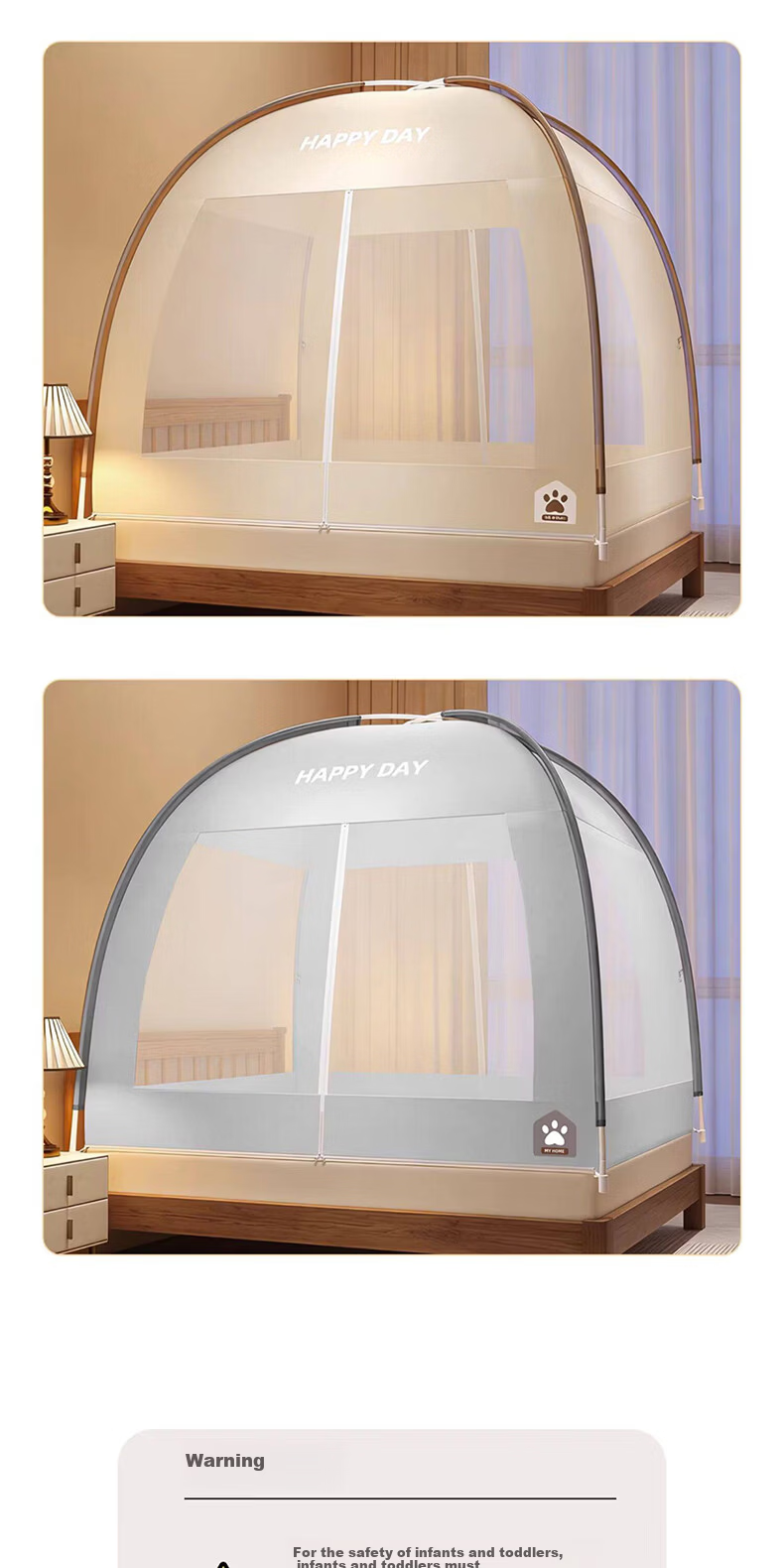 XIHAN Class A Household Mongolian Yurt Mosquito Net Double Door 1.8×2m Bed [Full Bottom Fitted Sheet, No Installation Steel Wire Frame] 15