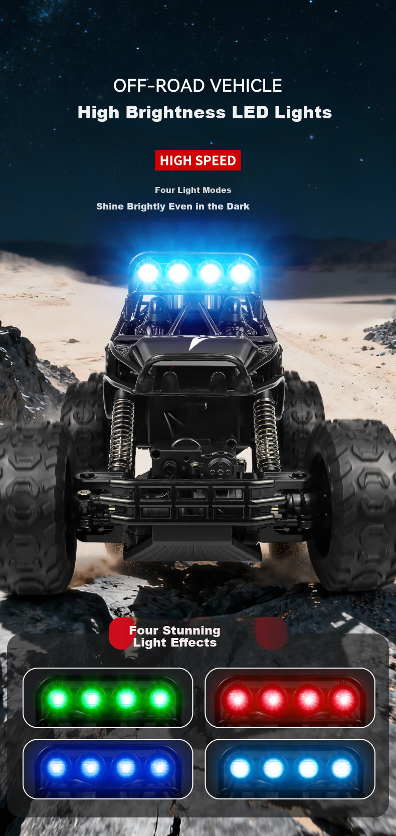 Kailesi 50cm Silver 6-Wheel 6WD Off-Road Alloy RC Remote Control Toy Car Dual-Speed Boys Birthday Gift 9
