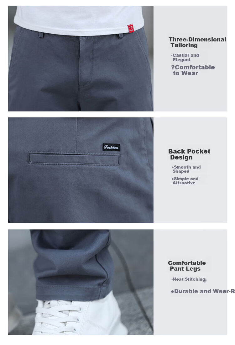 ROMON Men's Casual Pants Spring Summer Loose Straight Business Versatile Trousers Dark Gray 30 3