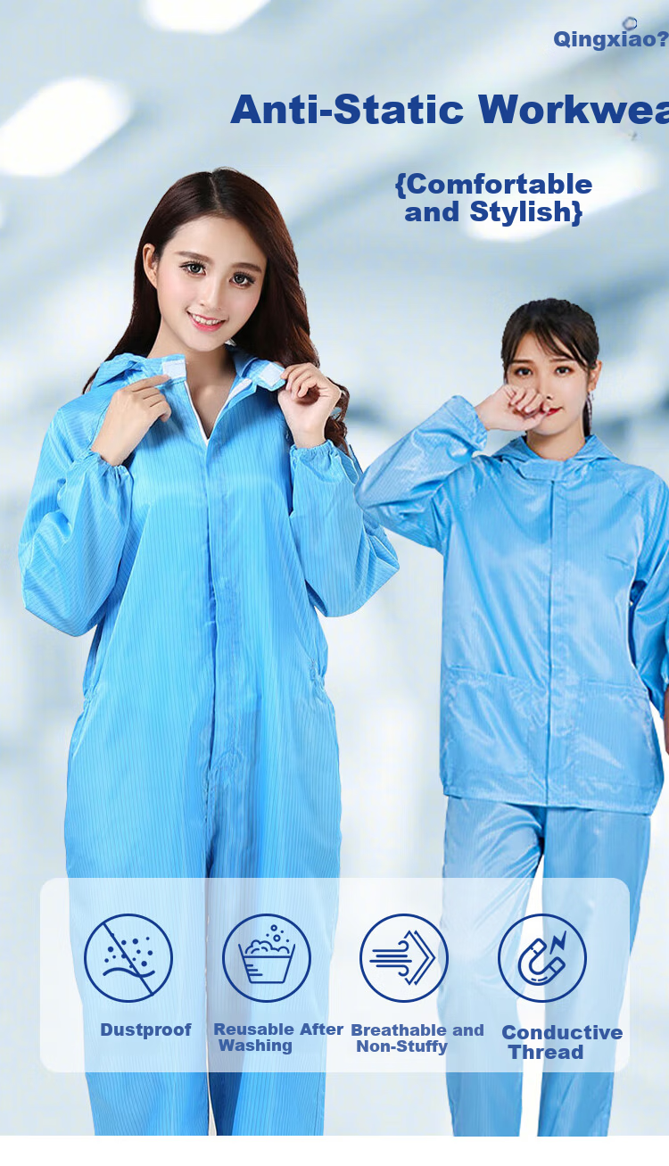 Qingxiao Anti-Static Dustproof Coverall White L Cleanroom Protective Paint Spraying Workwear 2
