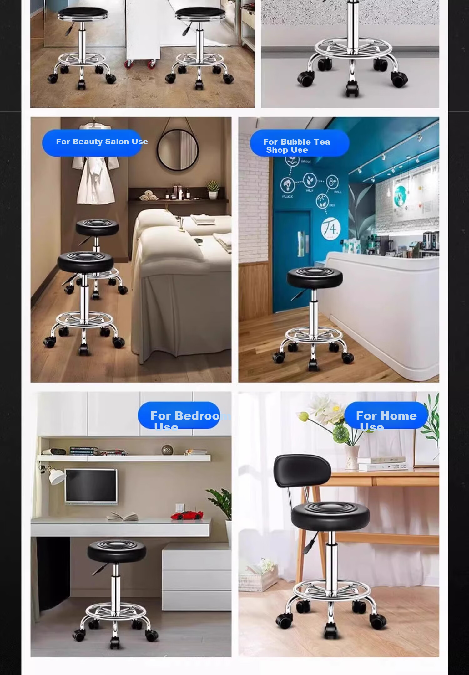 Muhan Yue Adjustable Swivel Chair Bar Stool Rotating Reception Counter Cashier Hair Salon Home High Stool Round Beauty Stool 3