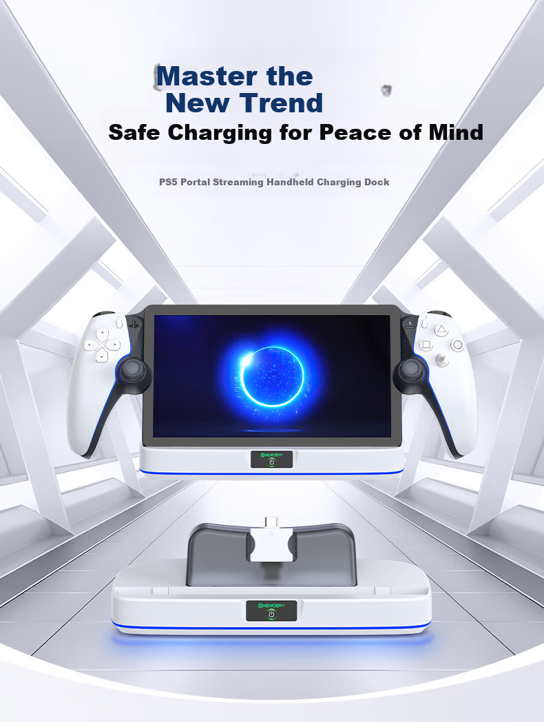 NEWDERY PS Portal Charging Dock Station for PS5 Portal with RGB Gaming Lights Magnetic Base Accessory 2