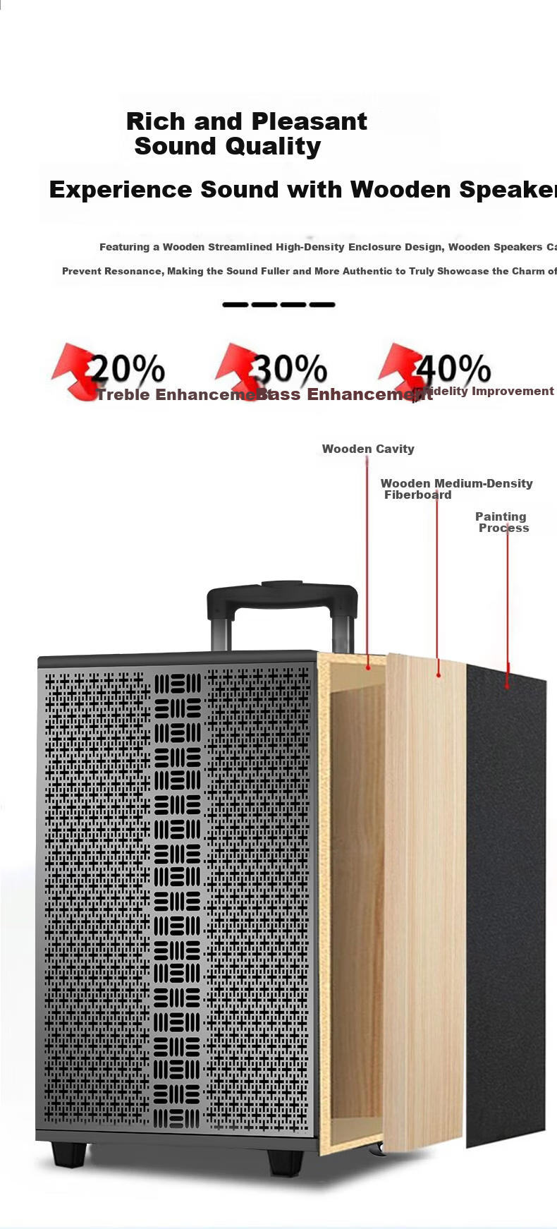 Keda KD1015 Outdoor Portable Karaoke Speaker with Trolley, Bluetooth, Large Outdoor Performance Sound System, Stage Subwoofer Speaker 3