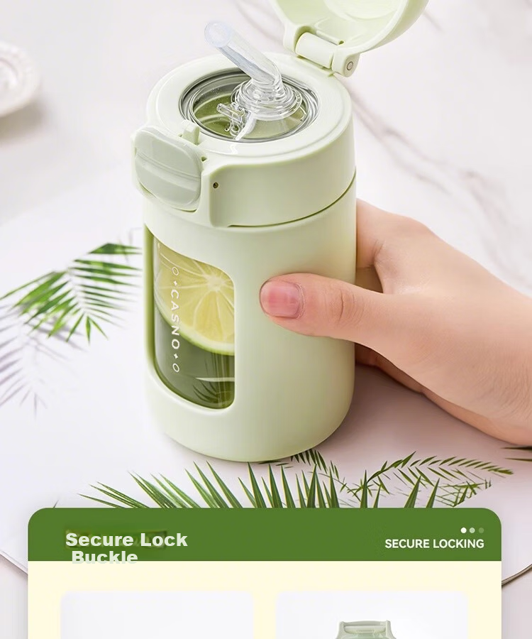 Fanjie Glass Water Cup Women's Straw Cup Portable High-Value Office High-Temperature Resistant Tea Brewing Cup 8