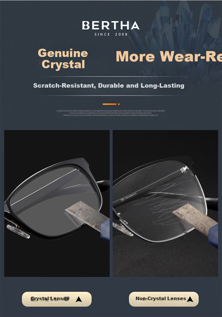 Bertha Natural Crystal Reading Glasses Unisex High-Definition Premium Brand Genuine Middle-Aged and Elderly Donghai Crystal Stone 4