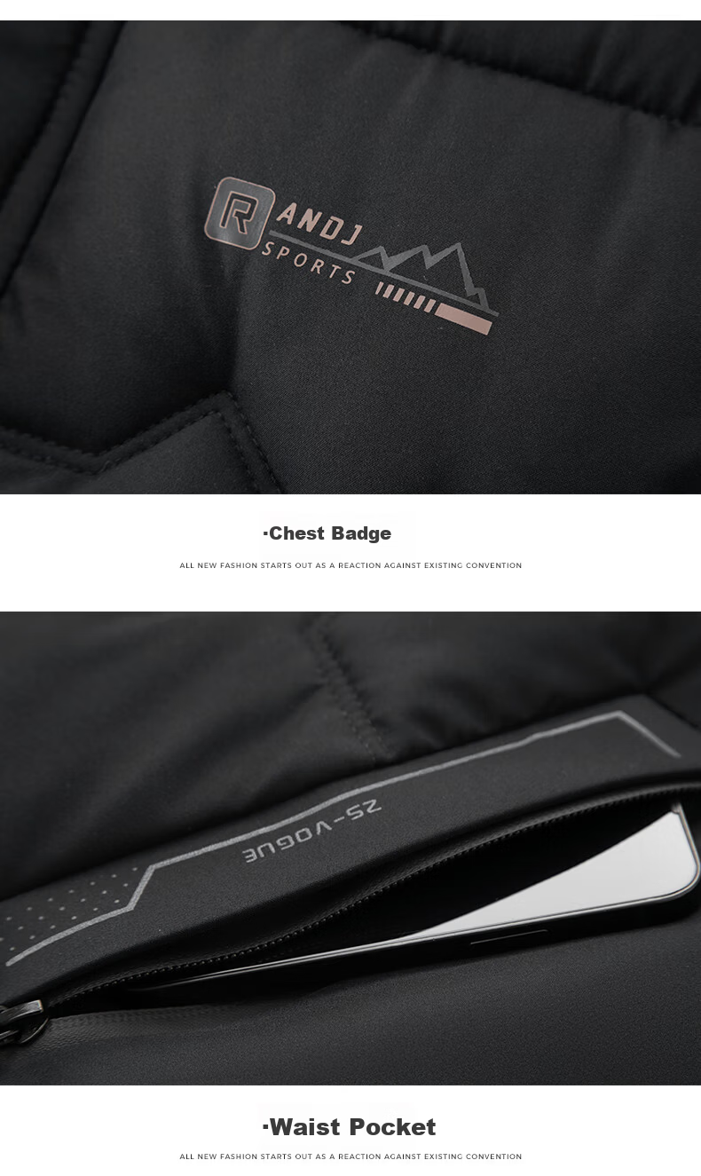 ROMON Men's Cotton Jacket Winter Coat Trendy Business Cotton-Padded Jacket Middle-Aged and Elderly Warm Cotton Coat Dad Style 2517 Black 4XL 19