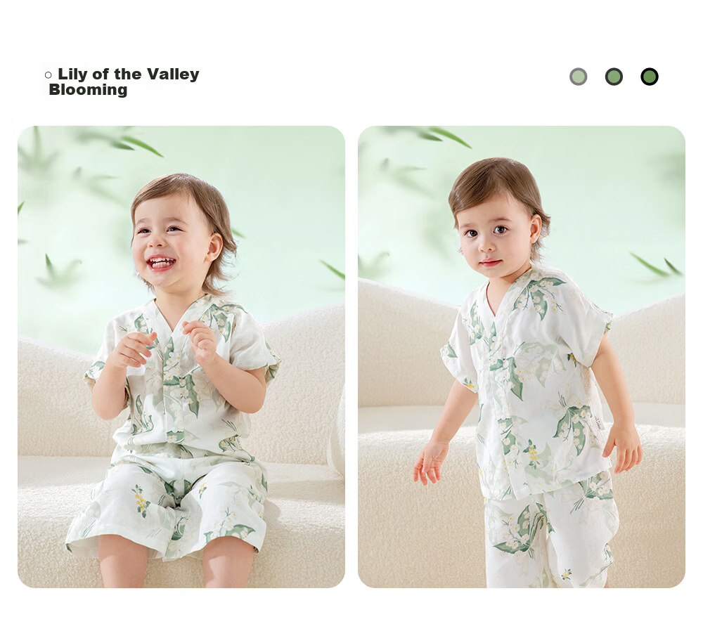 Beitaisi Children's Pajamas, Girls And Boys Summer Thin Breathable Home Wear Set, Baby Parent-Child Sleepwear Short Sleeve 15