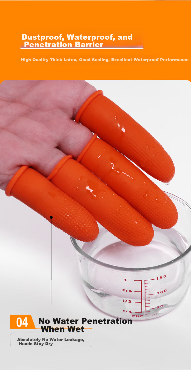 Caiyile Latex Non-Slip Finger Cots Orange S/Small (100 pcs) 08293 8