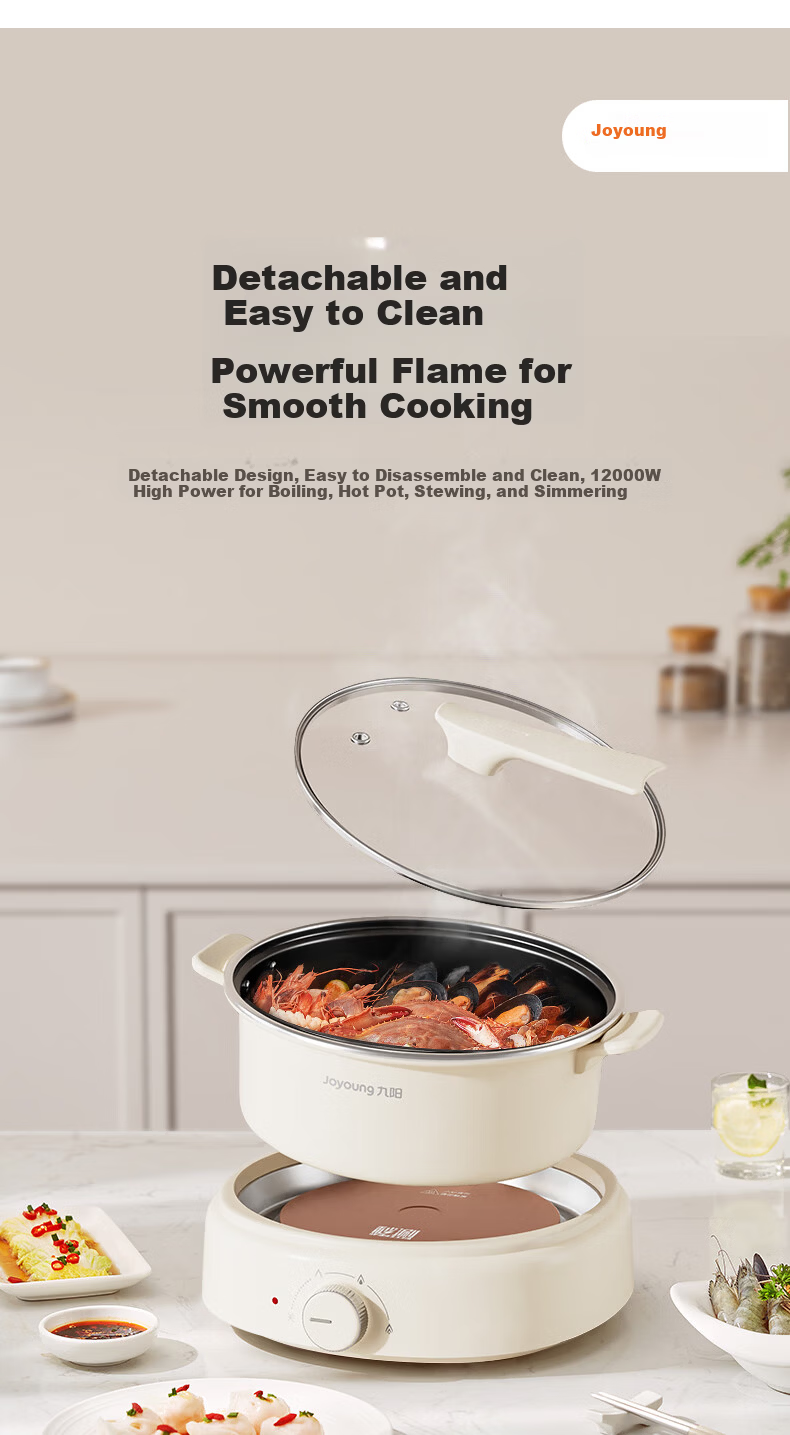 Joyoung ZMD Safety Series Electric Hot Pot IH Heating Multifunctional Cooker 2200W Power Electric Cooking Pot Detachable 6L Large Capacity HG60-G720 1