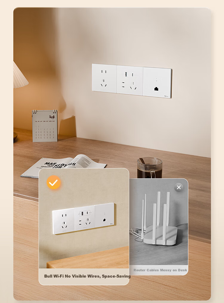 BULL Wall AP Wireless WIFI Socket Computer Network Router GTW04A Frost White Panel (Requires Socket) 13